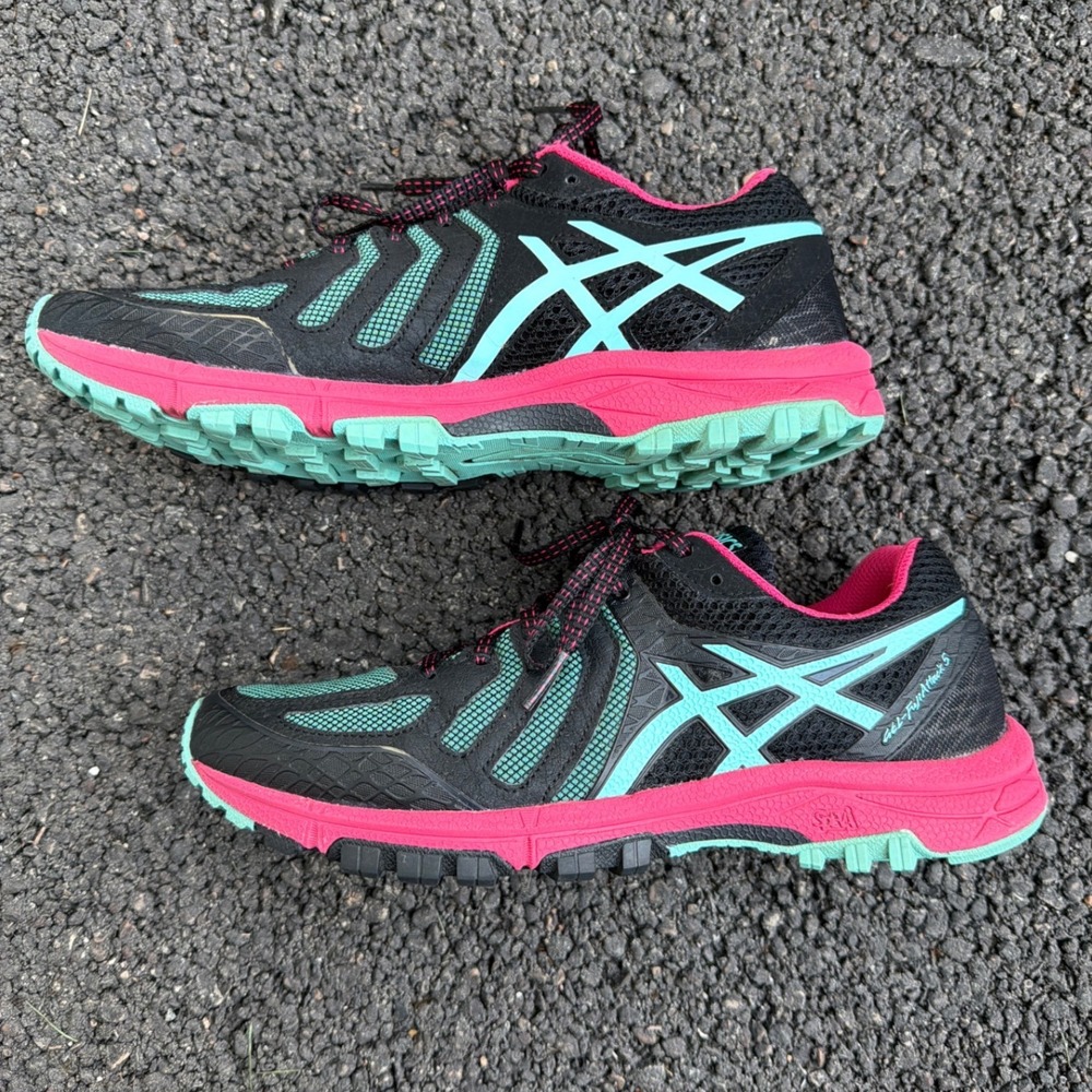 ASICS Gel-FujiAttack 5 Womens Trail Running Shoes Black Teal Pink T680N 0025